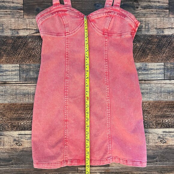 I Love H81 Pink Strap Denim Dress with Side Zipper and Bows along the Back - Picture 3 of 5